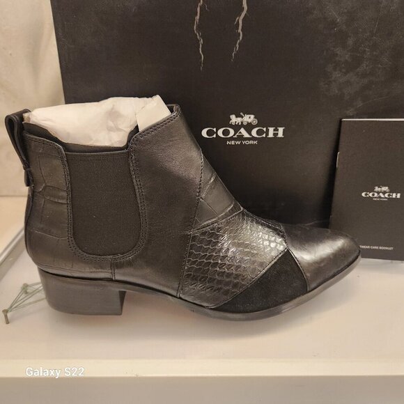 COACH Suffolk Patchwork Boots. NIB. Size 7. Black - Picture 1 of 13